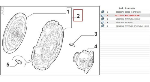 Kit Embr. Disco Plato E Torq 1.8 Punto 2008  55223631 1