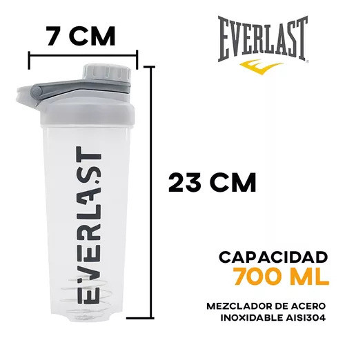 Botella Shaker Everlast Calidad Premium Proteínas C/ Batidor De Acero 1