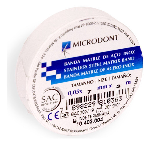 Cinta Matriz Metálica Microdont 3m X 7mm Dental Odontologia 0