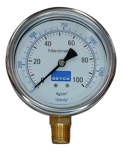 Manómetro A/inoxidable 100 Mm R/1/2 100 Kg. Beyca Mm4-48 100 0