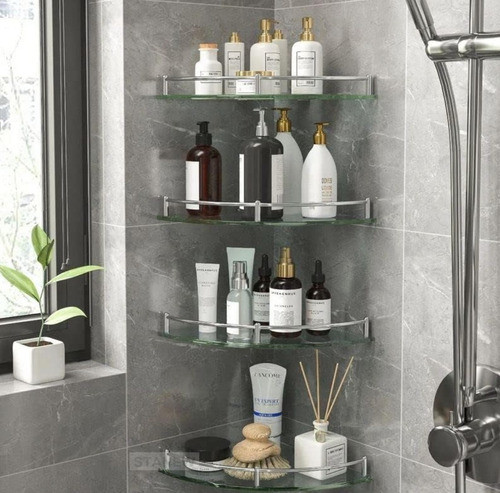 Repisa Esquinera Estante De Vidrio Para Baño 1