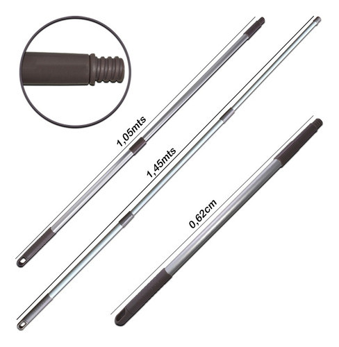 Cabo Extensor Telescópico 3 Estágios C/ Rosca Avulso 1,45mts 1