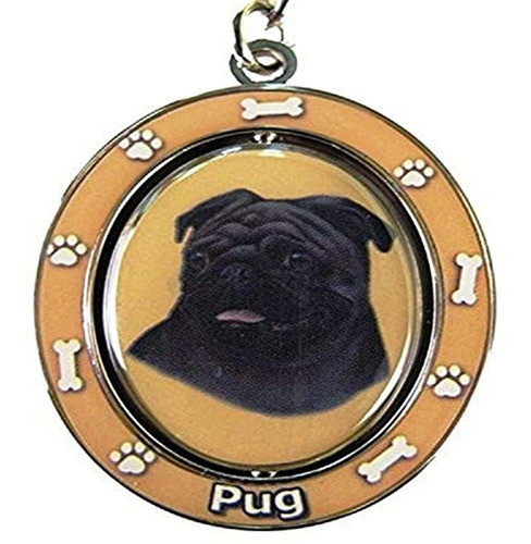 Llavero Giratorio Eys Pets Pug Negro De Doble Cara, Kc-32 0