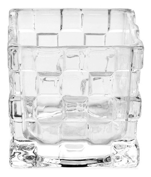 2 Vasos De Vidro Castiçal Porta Velas Cristal Quadrado 1
