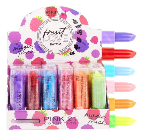 12 Batom Magic Fruit Love Cs4350 - Kit Pink21 Atacado Sj 1