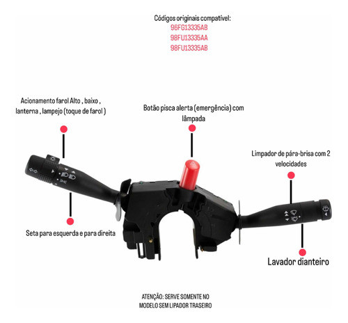 Chave De Seta Farol Limpador Para Brisa Troller T4 2010 2011 1