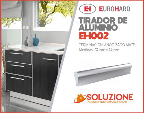 Tirador Aluminio Anodizado Mate 32 Mm Eh002 X 25 Unidades 1