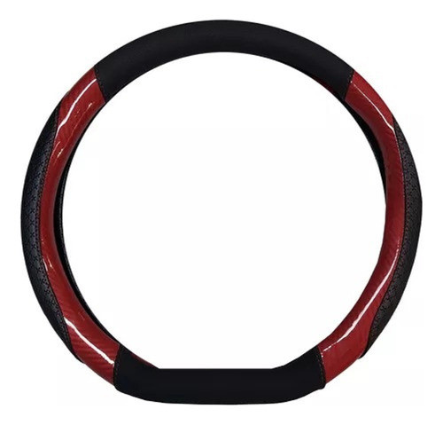 Cubre Volante Base Plana, Cuerina, Negro Con Rojo Carbono 0