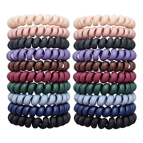 20pcs Lazos Para El Cabello En Espiral Elásticos De Plástico 0