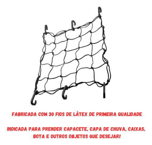 Rede Elástica Moto Bagageiro Baú Aranha Redinha Capacete 42x 1