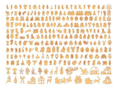 Pack De Vectores Corte Laser - 250 Figuras Navidad 1