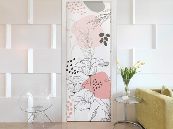 Vinilos Para Puertas Flores Rosa Medida 70x200 0