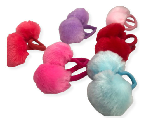 Kit 4 Xuxinha Pompom Rabicó Elástico De Cabelo Colorida 5cm 0