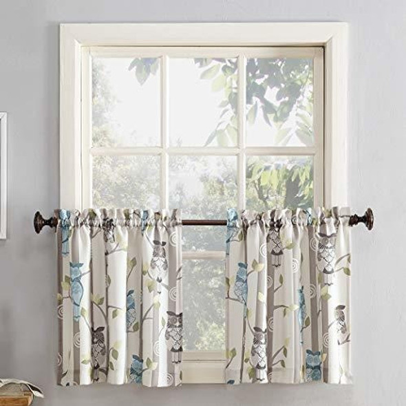 No 918 Hoot Par De Cortinas De Cocina Diseño De Búho 1