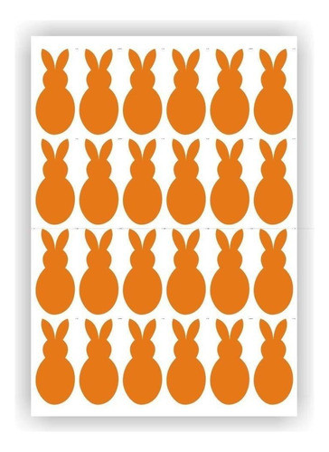 Kit 24 Adesivos Coelho Coelhinhos Pascoa Laranja 0