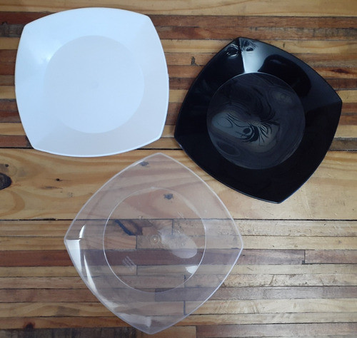 Plato Plastico Postre Irrompible Descartable 17 Transp X50u 1