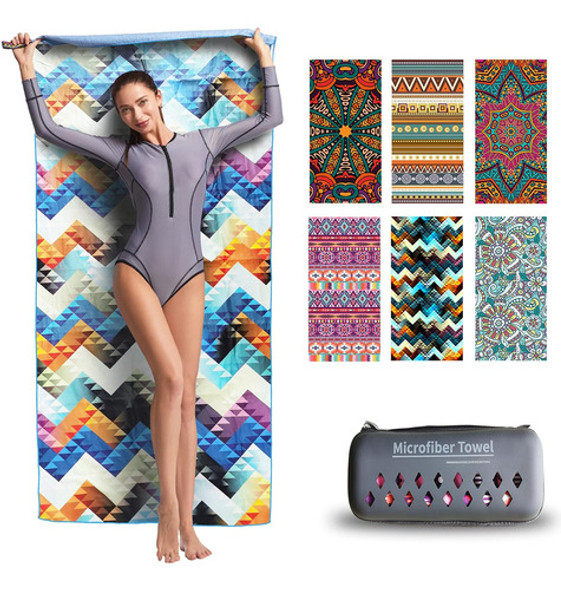 Toalla De Playa Hiturbo De Microfibra (71 X 35) De Gran Tama 0