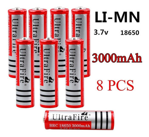 8pcs 3000mah 3.7v 18650 Baterías De Litio Recargable De Ione 1