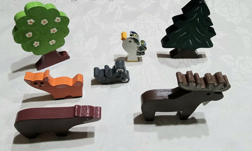 Juego Animales Del Bosque En Mdf Pintado Montessori 1