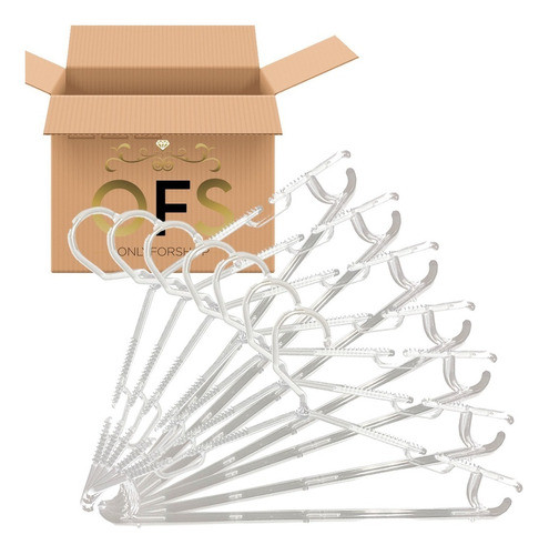 Cabide Acrílico Cristal Transparente Atacado 2 Cavas 120 Un 0