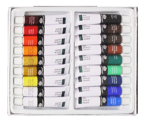 Kit Pintura Óleo 12 Pincel + 18 Tinta Óleo + Cartao Telado 1