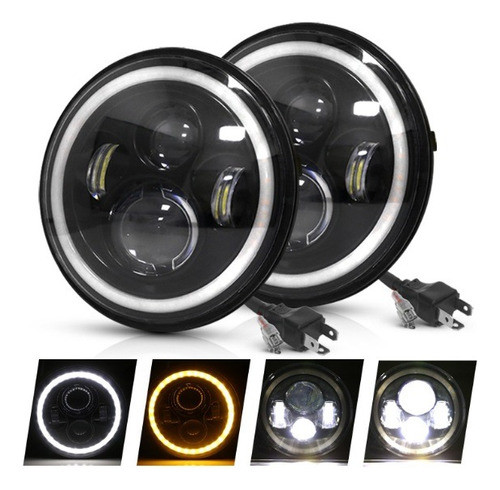 Par Opticas Lupa Faro Led 7  Jeep Wrangler Renegade F100 0