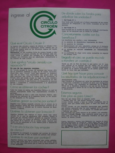 Citroen - Folleto De Venta Circulo Citroen 1