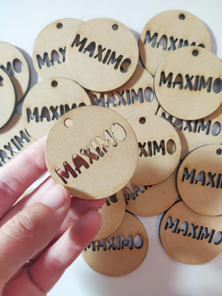104 Círculos Con Nombre Fibrofácil 5cm Colgar Souvenirs 1