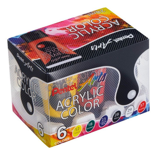 Tinta Acrilica Pentel Arts Acrilic Color 6 Cores 0