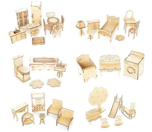 Kit 40 Mini Móveis Casa De Boneca Mini Mdf Super Barato 0