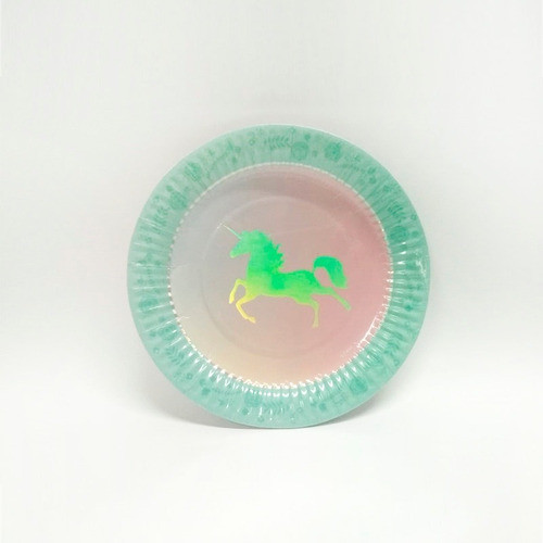 Kit Cumpleaños Unicornio Iridiscente Combo Descartable P/12 1