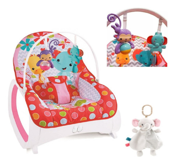 Kit Cadeira De Balanço Descanso Musical Com Naninha Elefante 0