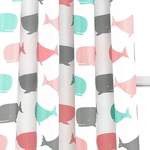 Lush Decor, Pink And Aqua Whale Curtains-animal Ocean Print 1