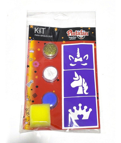 Set Pintura Maquillaje Unicornio Acua + Stencil + Esponja 0
