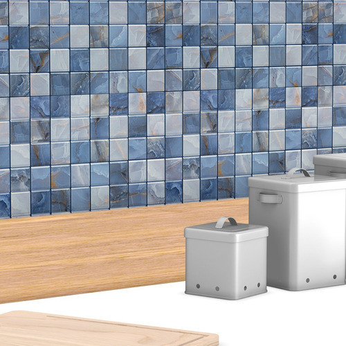 Papel De Parede  Lavável Pastilha Azul Marinho - Laminado 0