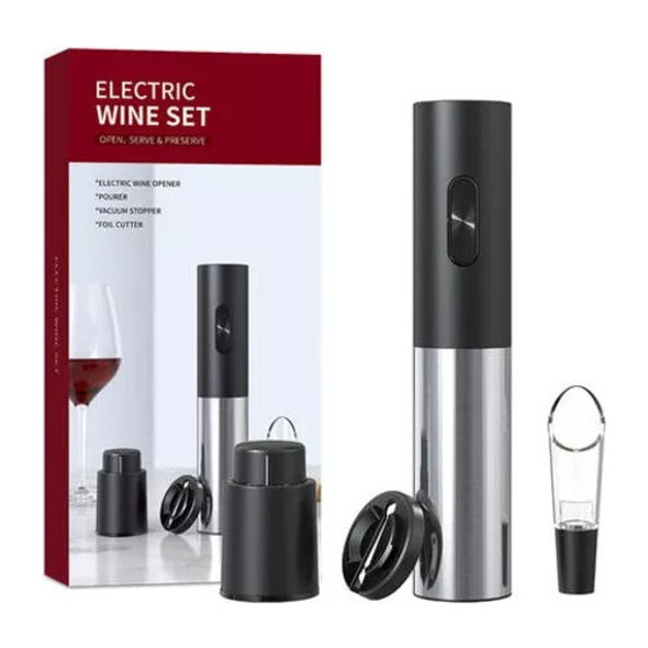 Kit Sacacorchos Automático Eléctrico Vino Tapón + Decantador 0