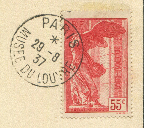 Francia Sello Yvert 355 Samothrace Postal Museo Louvre 1937 1