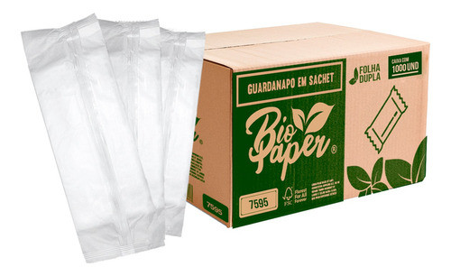 Guardanapo Biodegradável 1000 Sachê - Folha Dupla - 40x40 Cm 0