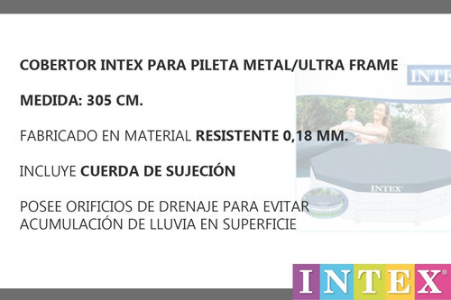 Cobertor Para Pileta Estructural Intex 305 Cm 1