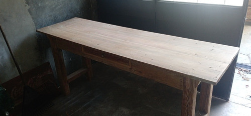 Mesa De Arrimé Pinotea Antigua Y Pino Blanco Con Cajón 0