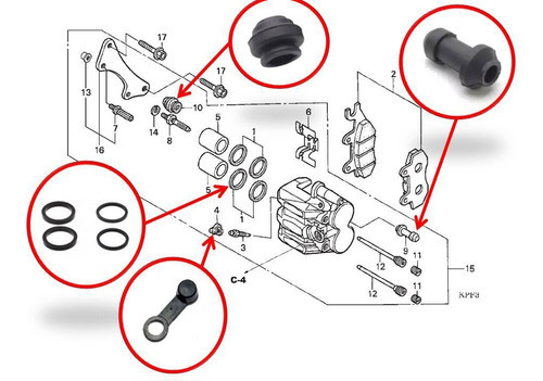 Borracha Kit Reparo Pinça Freio 2 Pistões Cbx 250 Twister 1