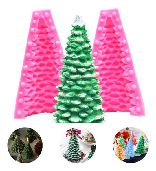 Molde De Silicona Árbol Navideño 11cm X 8,8cm Para Velas 0