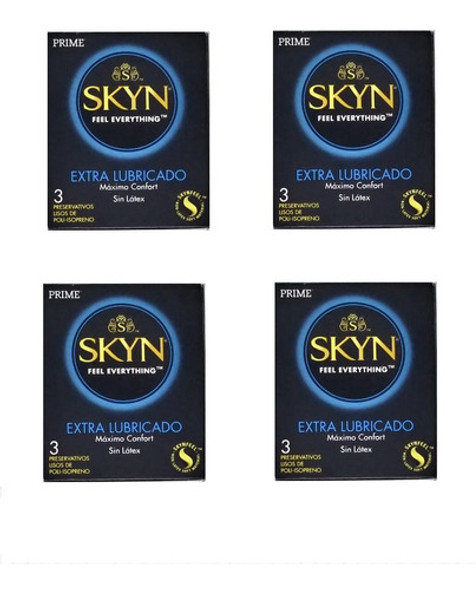 Preservativos Prime Skyn Extra Lubricados 4 Cajitas X 3 1