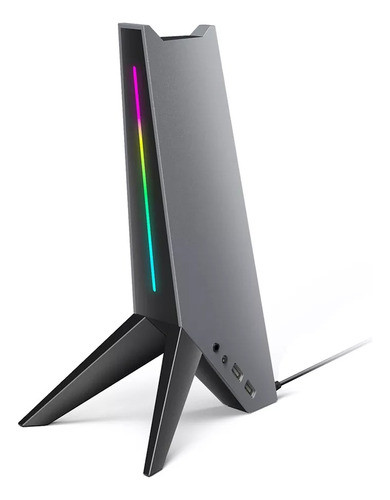 Soporte Para Auriculares Luces Led Rgb Con 2 Puertos Usb 0