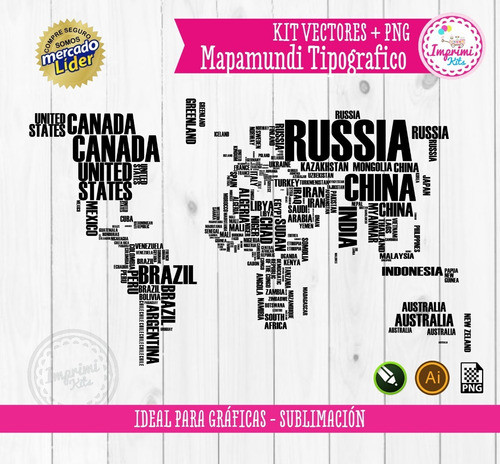 Mapamundi Vector Tipografia Vinilo Sublimación Vectores Mapa 1