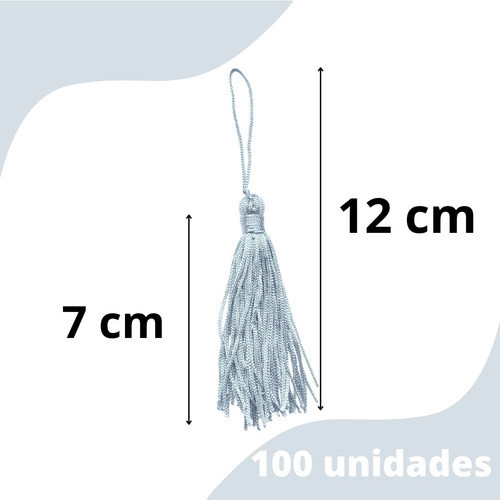 Pingente De Seda Tassel - Franja Cinza Claro - C/100 -criar 1