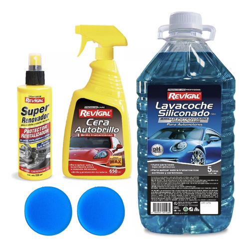 Kit Shampoo Azul Autobrillo Super Renovador Y Pads Revigal 0
