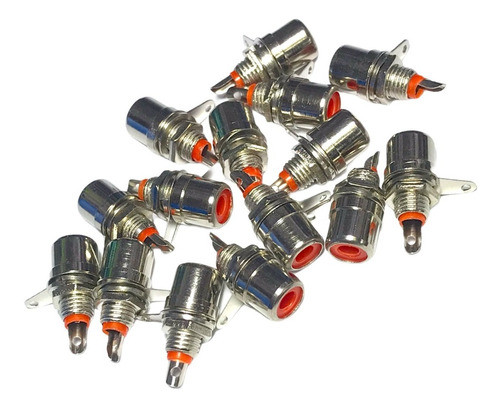 10 Unidades Jack Rca Rojo Chasis Hembra A Rosca Gabinete 6mm 1