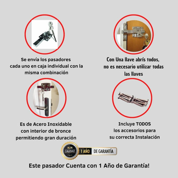 Cerradura Pasador Llave Cruz Reforzado Hermanado.!!! X7 1