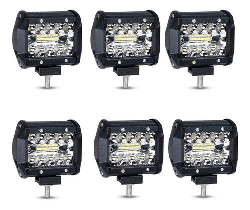 Kit 6 Faros Barra 20 Leds Auxiliar Accesorio Jeep Of Road 0